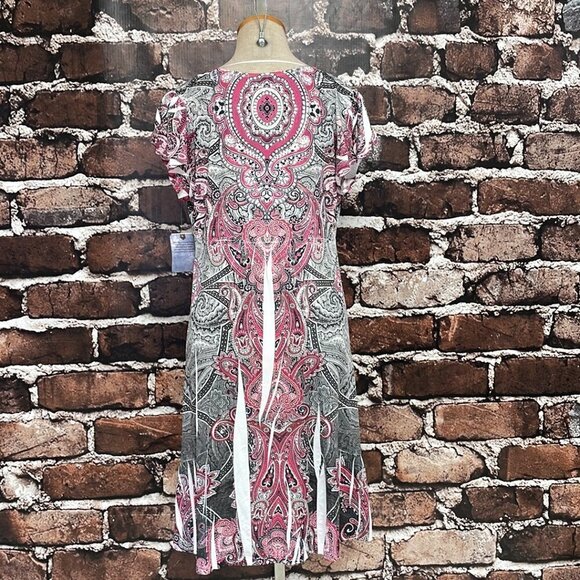 Unity Travel Para Dress NWT Paisley Beaded Short Sleeve Pink Black Size Large L - Picture 5 of 16